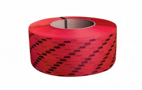 Polypropyleneband PP 12 x 0.60/200/2500 m/rot mit Ihrem Aufdruck