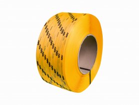 Polypropyleneband PP 12 x 0.60/200/2500 m/gelb mit Ihrem Aufdruck