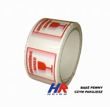 Adhesive tape 48 mm width/ acrylic paste, printed UWAGA SZKŁO (CAUTION GLASS)