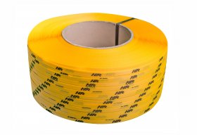 Polypropylene strap PP  9 x 0.55/200/3200 m/ yellow with your printed logo